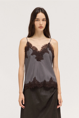 Lavender Satin & Lace Slip Tank Tank