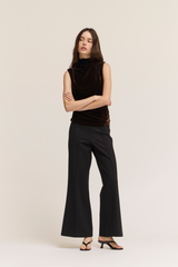 Black Velvet Charm Sleeveless Mock Neck Top Top