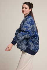Light Gray The Free Spirt Quilted Bandana Bomber Jacket