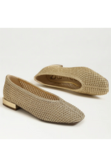 Lavender Kasey Knit Ballet Flat | Amber Gold Woven Fabric flats
