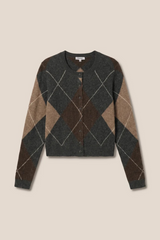 Light Gray Medina Argyle Cardigan Cardigan