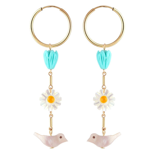 Light Gray Totem Hoop Earring