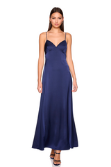 White Smoke Satin Slip Dress Maxi Dress