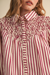 Tan Vintage Darling Striped Blouse Blouse