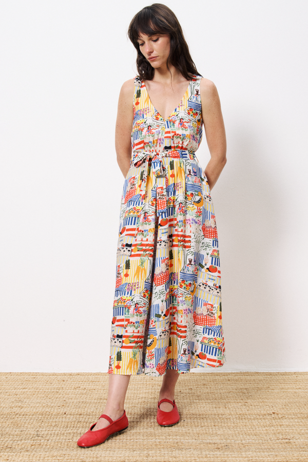 Achouak Midi Dress in Marche Blanc