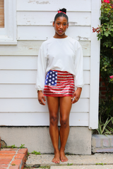 Light Gray Low Rise US Flag Skirt Mini Skirt