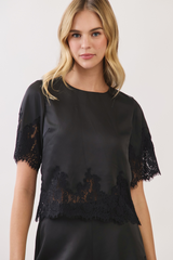 Simply Satin Lace Trim Top Top
