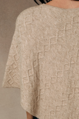 Rosy Brown Diamond Cable Knit Poncho poncho