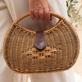 Rosy Brown Winding Road Rattan Bag Beach Bag