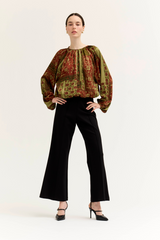 Black Golden Days Long Sleeve Bubble Top Top
