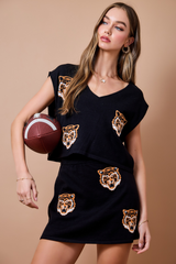 Black Tiger Game Day V-Neck Knit Sweater Sweater