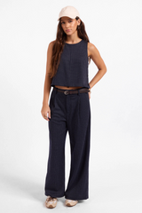 White Smoke Legacy Top in Navy Ivory Top