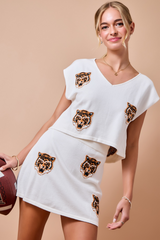Tan Tiger Game Day V-Neck Knit Sweater Sweater