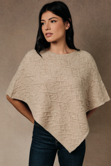Rosy Brown Diamond Cable Knit Poncho poncho