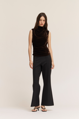 Black Velvet Charm Sleeveless Mock Neck Top Top