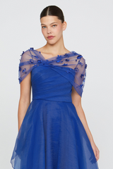 Light Gray Atlas | Shaw Draped Gown Formal Dress