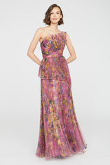 Light Gray Nicolette Pleated Organza Gown Formal Dress