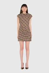 Lavender Dalancey Dress in Brown Combo Plaid Mini Dress