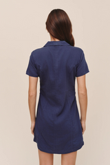 Light Gray Short Sleeve Zip Front Dress Mini Dress
