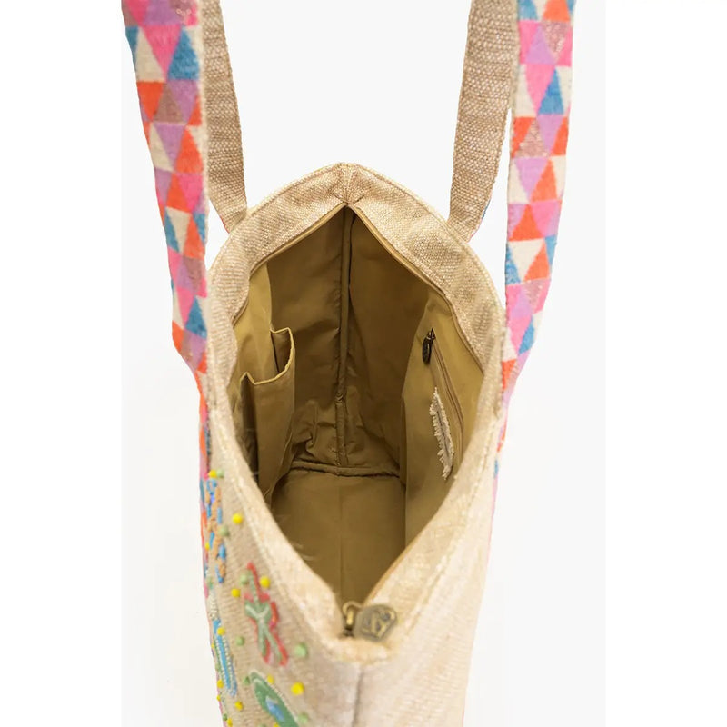 Antique White Crab Shell Embellished Boat Tote Bag