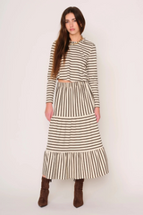 Dark Gray Maya Skirt in Bone Moss Maxi Skirt