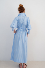 Mara Dress in Blue/White Stripe