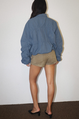 Light Gray Check Yourself Ruched Puffer Jacket Jacket