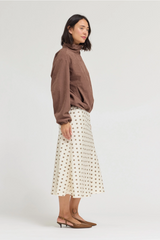Lavender Flower Power Satin Slip Skirt Midi Skirt