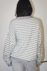 Gray Penguin Stripe Knit Sweater Sweater