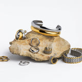 White Smoke Waterproof Twin Two -Tone Cuff Bracelet