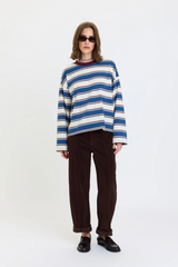 Lavender Salinas Easy Long Sleeve Tee in Cove Stripe Tee