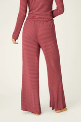 Antique White Pretty Stripes Dark Wine Pointelle Pajama Pants Lounge Pants
