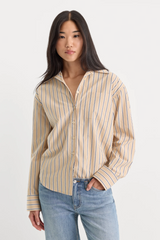 Lavender The Poplin Easy Shirt in Dune Multi Stripe Shirt