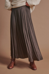 Rosy Brown Pretty Pleat Crinkle Maxi Skirt Maxi Skirt