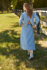 Dark Slate Gray Asbury Skirt in Denim Midi Skirt