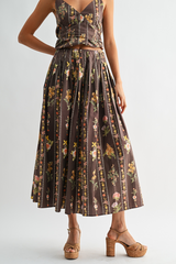 Lavender Autumn Romance Floral Midi Skirt Midi Skirt