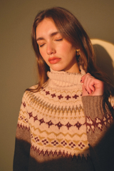 Dark Olive Green Sumana Sweater in Heritage Fair Isle Sweater