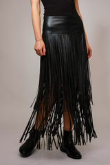 Black The Fringe Factor Maxi Skirt Maxi Skirt