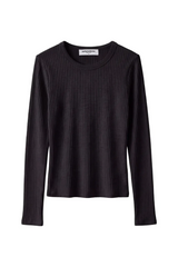 White Smoke Flora Sweater Rib Crew Neck Long Sleeve Top