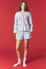 Brown Cozy Santa Embroidery PJ SET Pajamas