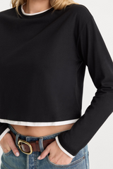 Black The Long Sleeve Layered Tee Tee
