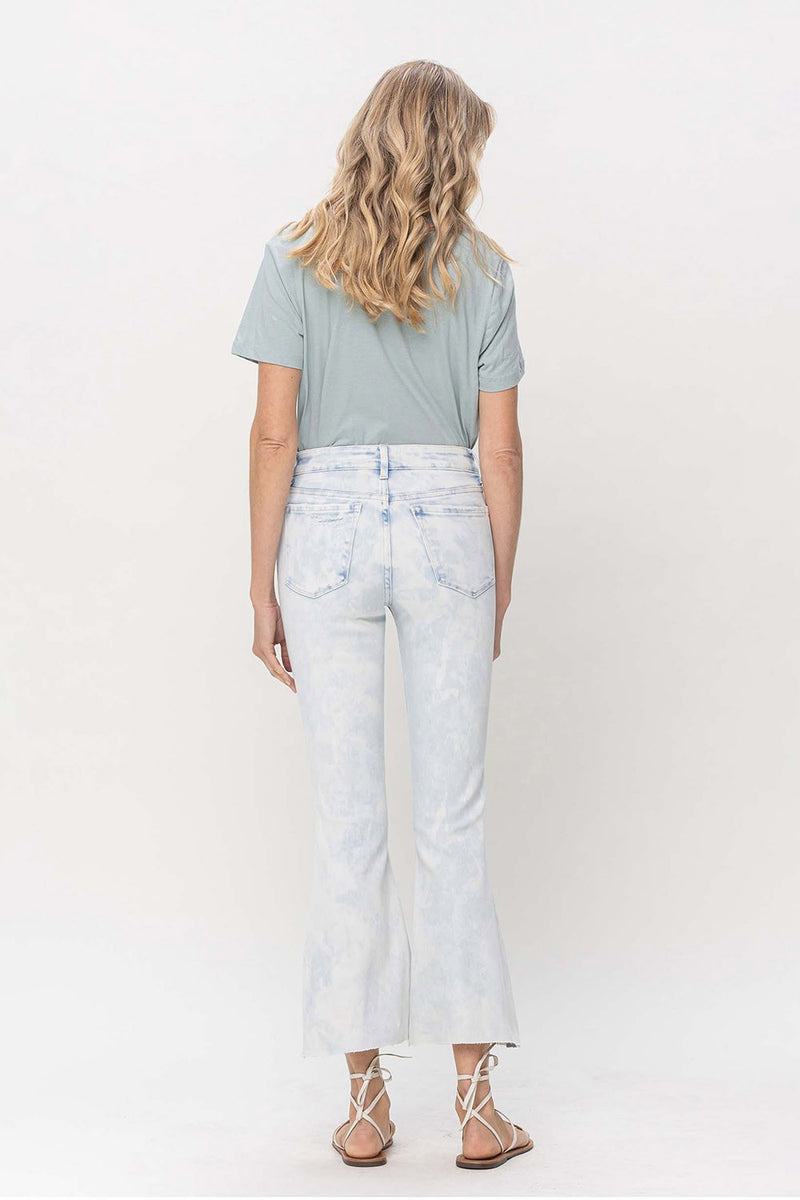 Lavender Mid Rise Bleached Cropped Flare Jeans