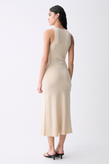 Antique White Joana Knit Dress Midi Dress