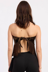 Black Western Soul Tassel Scarf Top Top