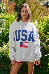 Gray Reversible USA/America Graphic Sweatshirt Sweatshirt