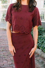 Dark Red Nova Blouse | Merlot Top