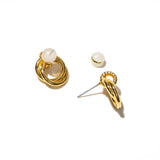 White Smoke 18k Gold Looped Duo Studs Earrings