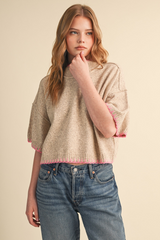 Bisque Stitch In Time Short Sleeve Sweater Sweater