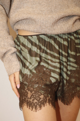 Tan Zebra Darling Lace Shorts Short