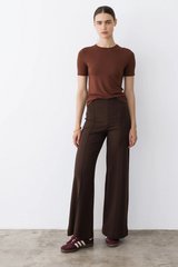 White Smoke Ponte Knit Standard Wide Leg Pant Pant